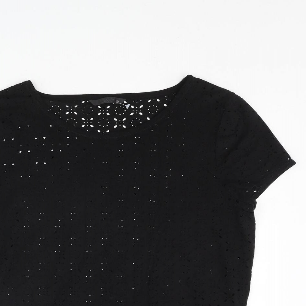 Womens UK Size 8 Only Black Basic T-Shirt