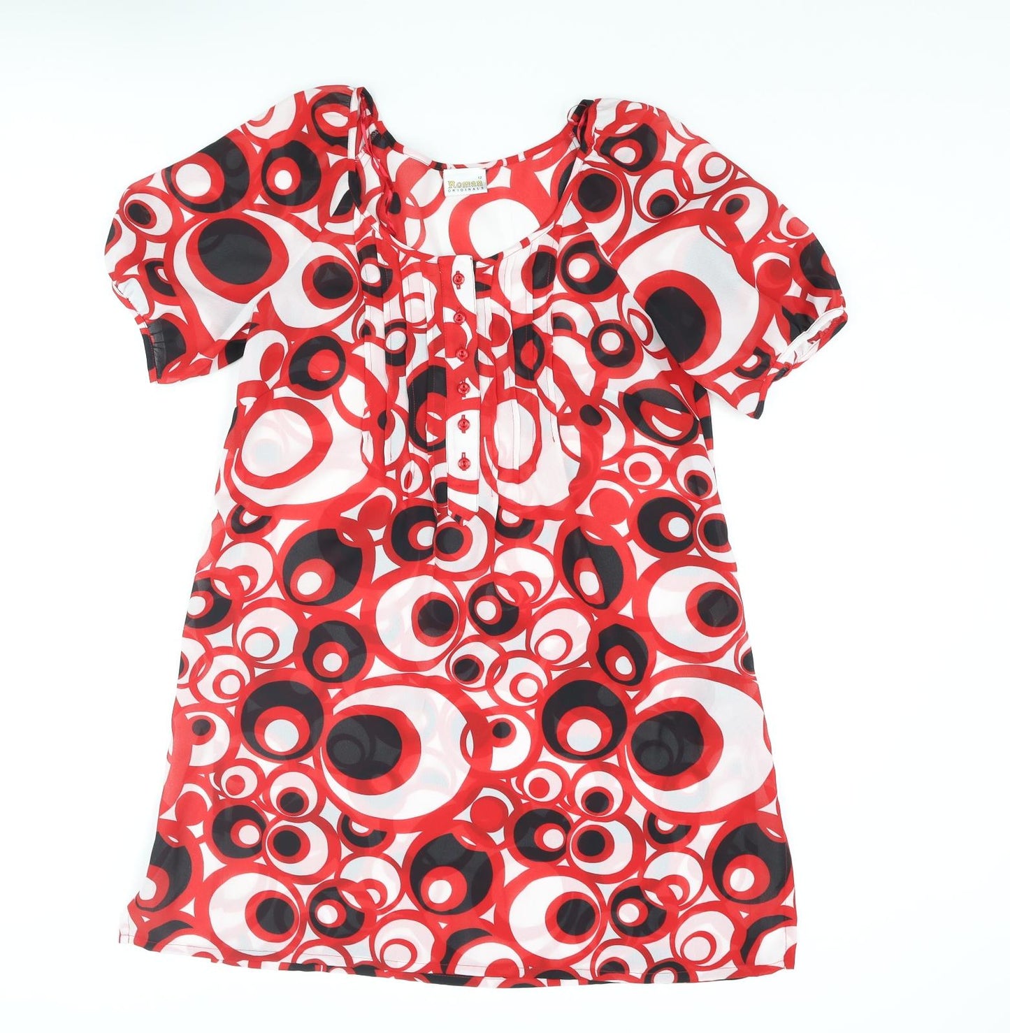 Womens UK Size 12 Roman Red Tunic Blouse