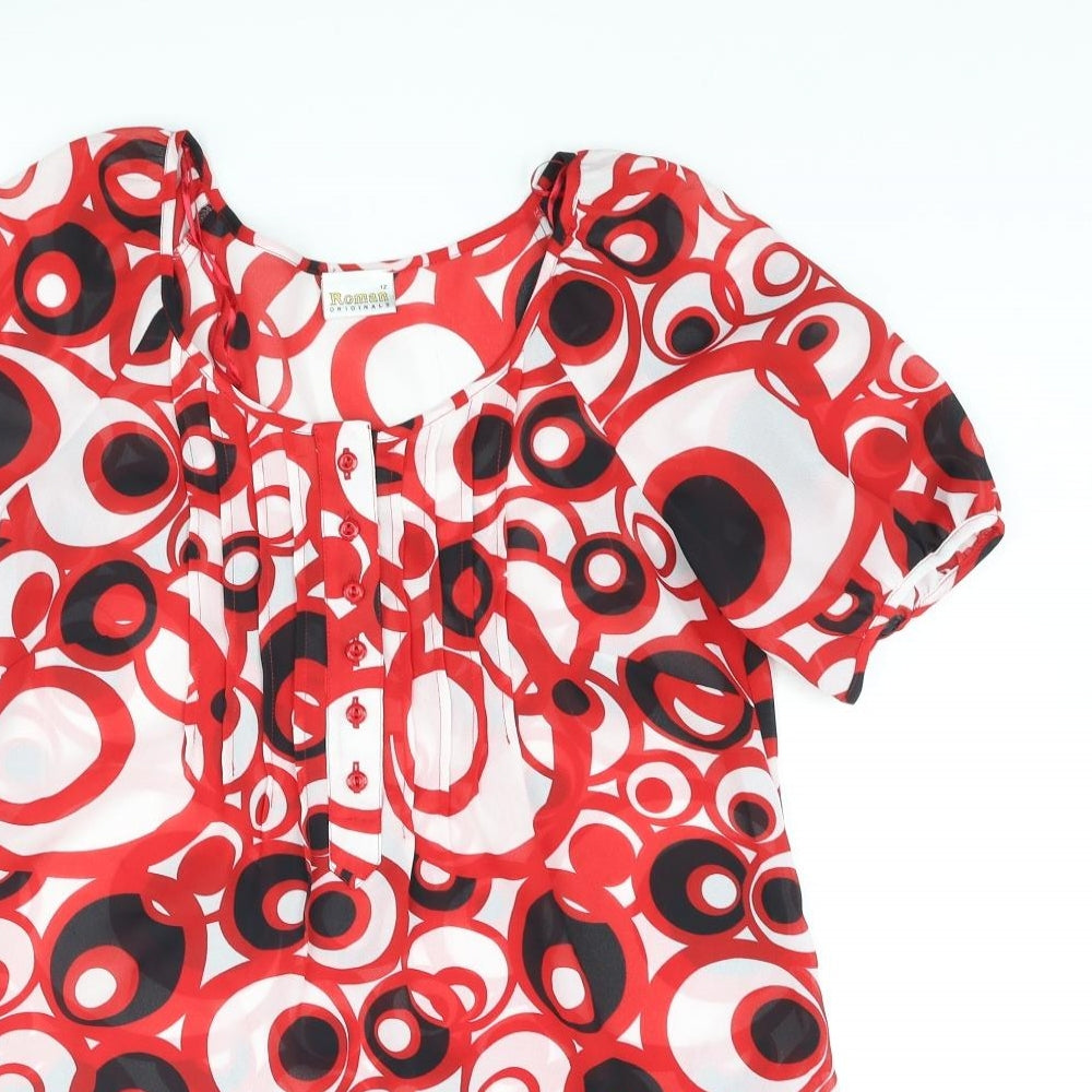 Womens UK Size 12 Roman Red Tunic Blouse