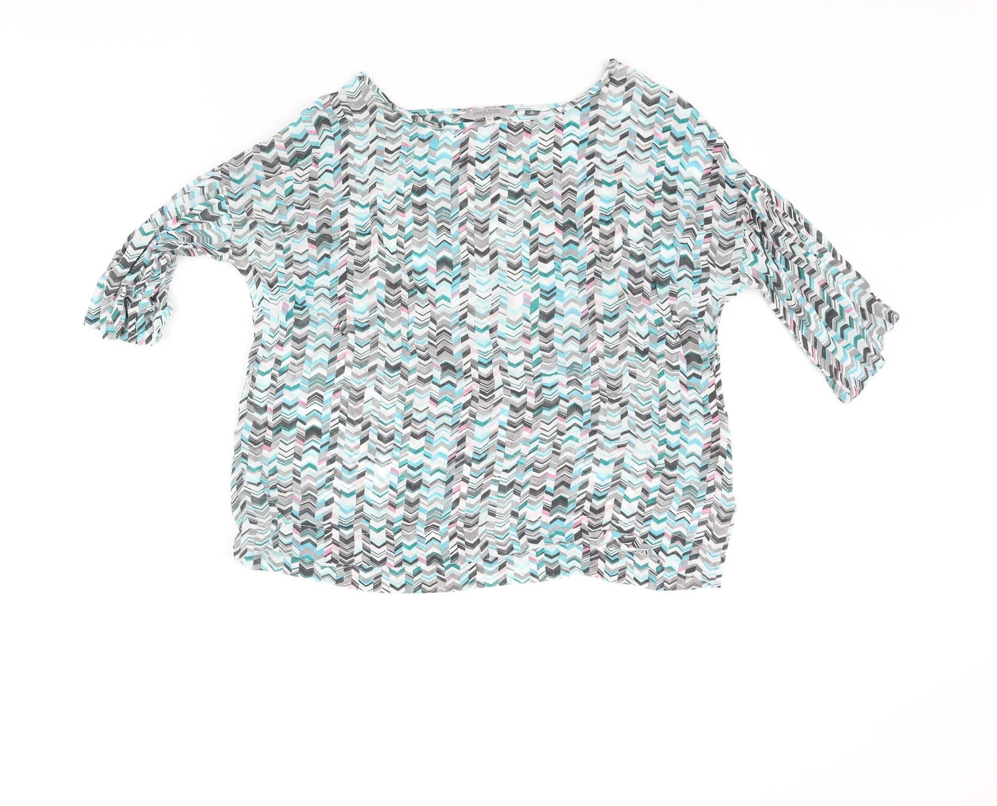 Great Plains London Womens Multicoloured Geometric Viscose Basic Blouse Size XS Round Neck