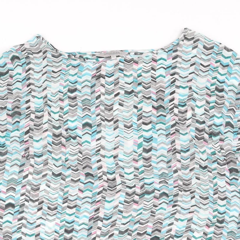 Great Plains London Womens Multicoloured Geometric Viscose Basic Blouse Size XS Round Neck
