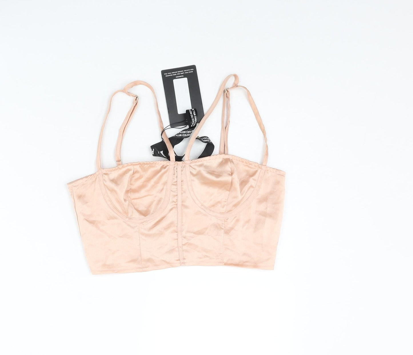 PRETTYLITTLETHING` Womens Pink Polyester Cropped T-Shirt Size 10 Sweetheart - Bralette