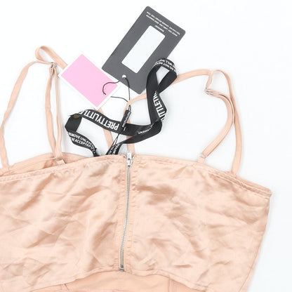 PRETTYLITTLETHING` Womens Pink Polyester Cropped T-Shirt Size 10 Sweetheart - Bralette