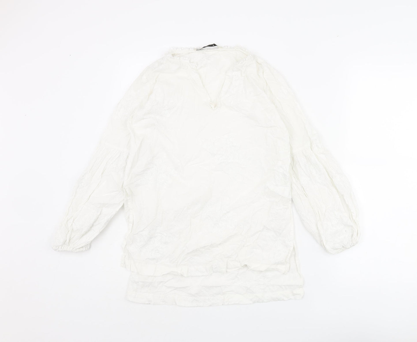 Womens UK Size XS Zara White Tunic Blouse