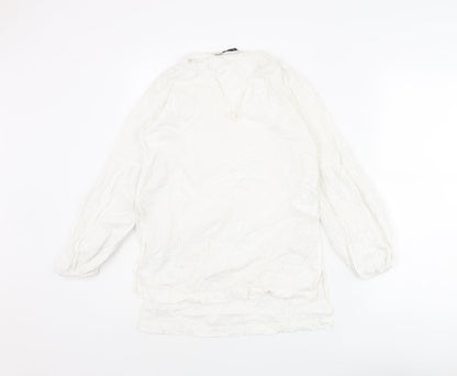 Womens UK Size XS Zara White Tunic Blouse