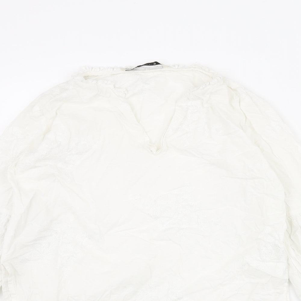 Womens UK Size XS Zara White Tunic Blouse