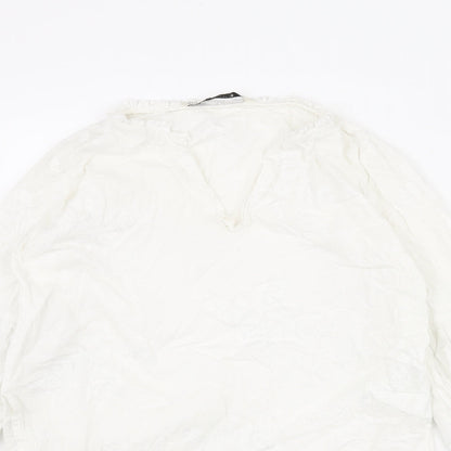 Womens UK Size XS Zara White Tunic Blouse