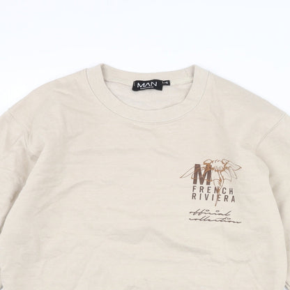 Mens UK Size S Boohoo Beige Pullover Sweatshirt