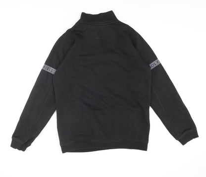 Holyfield Boys Black Cotton Pullover Sweatshirt Size 14 Years Zip - Front Logo Reflective Tape Sleeve