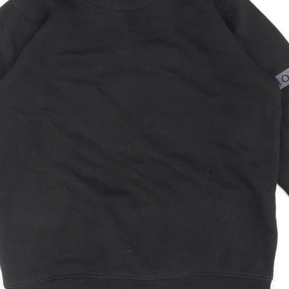 Holyfield Boys Black Cotton Pullover Sweatshirt Size 14 Years Zip - Front Logo Reflective Tape Sleeve