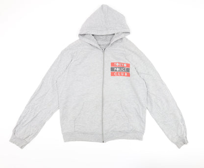 Mens UK Size L American Apparel Grey Full Zip Hoodie