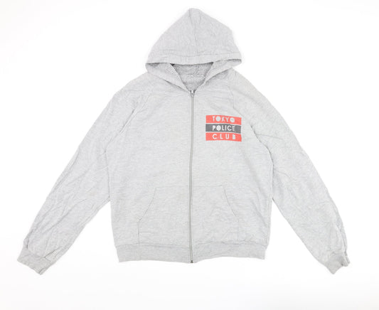 Mens UK Size L American Apparel Grey Full Zip Hoodie