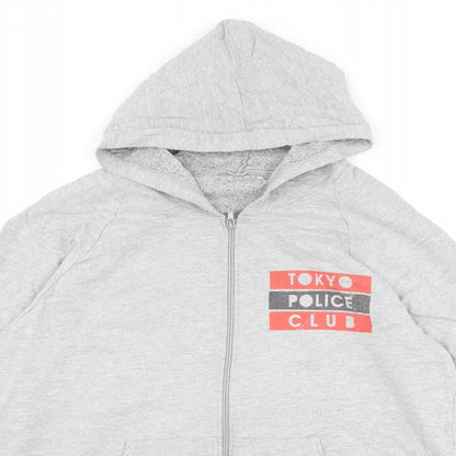Mens UK Size L American Apparel Grey Full Zip Hoodie