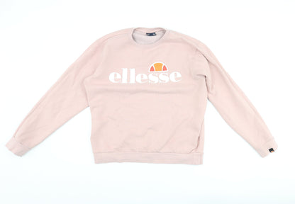 ellesse Womens Pink Cotton Pullover Sweatshirt Size 12 Pullover - Logo