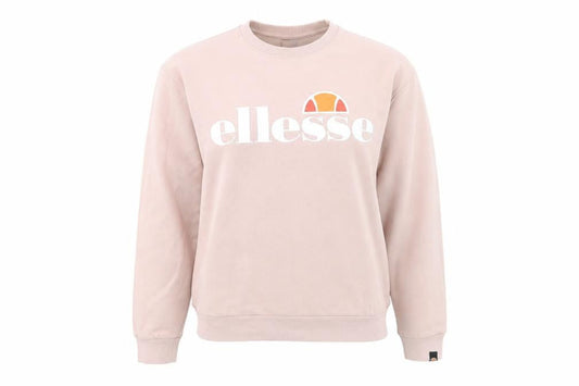 Front view of Ellesse women’s pink cotton pullover sweatshirt, size UK 12, pullover - logo