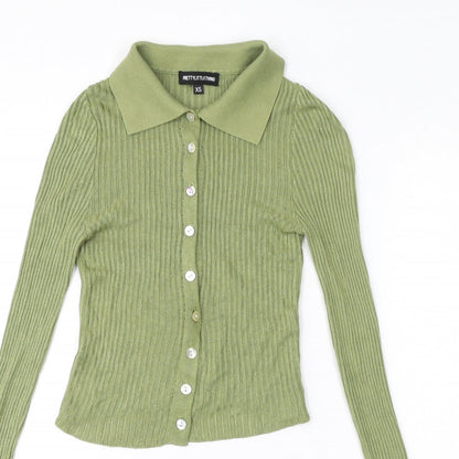 Womens UK Size XS PRETTYLITTLETHING Green Cardigan Jumper