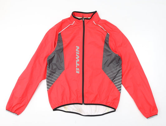 DECATHLON Womens Pink Windbreaker Coat Size S Zip - Neon