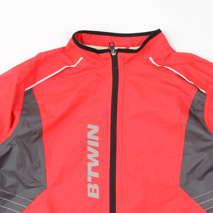 DECATHLON Womens Pink Windbreaker Coat Size S Zip - Neon