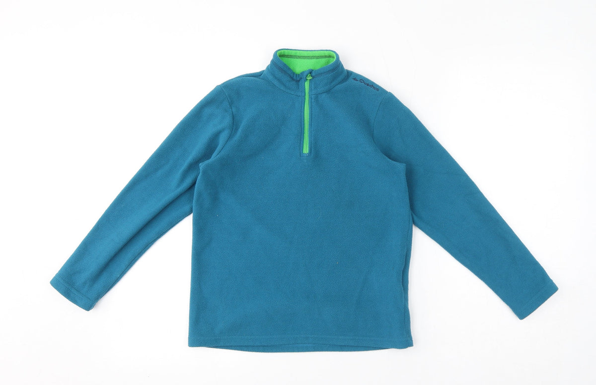 Decathlon Girls Blue Polyester Pullover Sweatshirt Size 10 Years Pullover - Quarter-Zip
