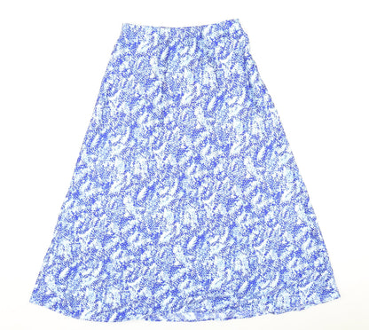 Marks and Spencer Womens Blue Animal Print Polyester A-Line Skirt Size 8