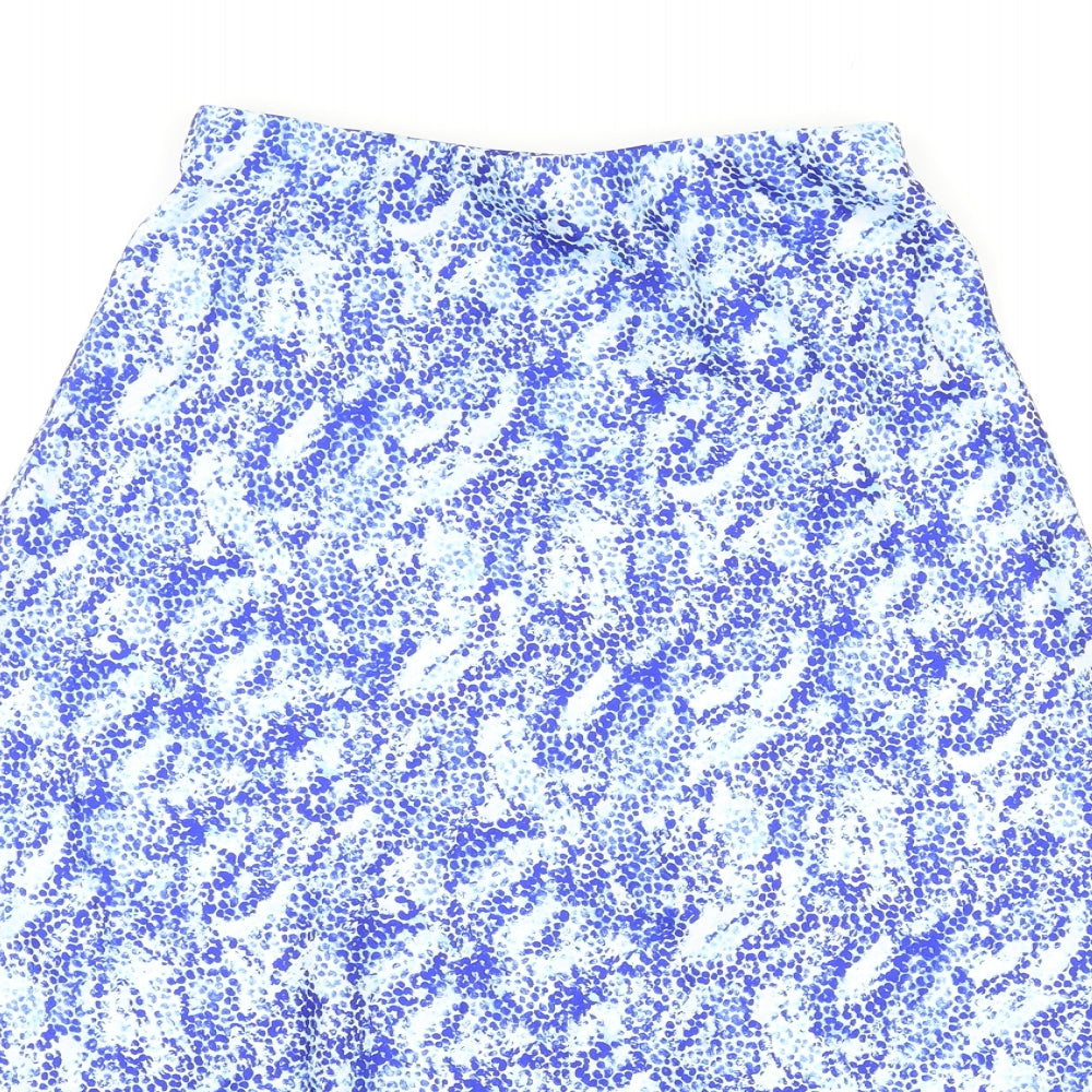Marks and Spencer Womens Blue Animal Print Polyester A-Line Skirt Size 8