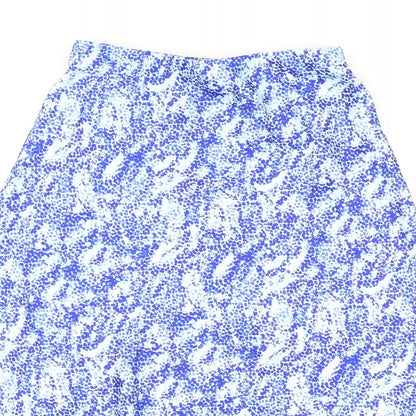 Marks and Spencer Womens Blue Animal Print Polyester A-Line Skirt Size 8