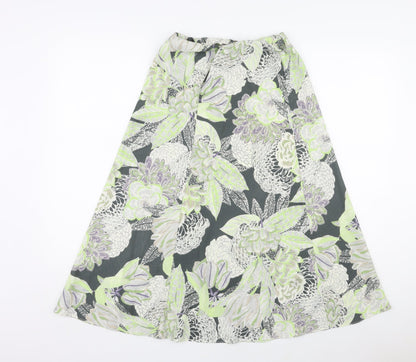 Marks and Spencer Womens Green Floral Polyester A-Line Skirt Size 8