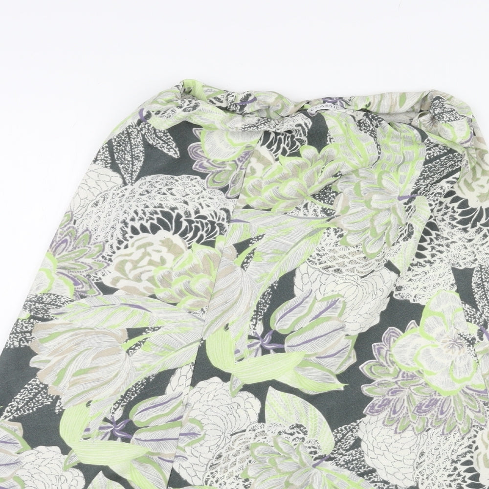 Marks and Spencer Womens Green Floral Polyester A-Line Skirt Size 8