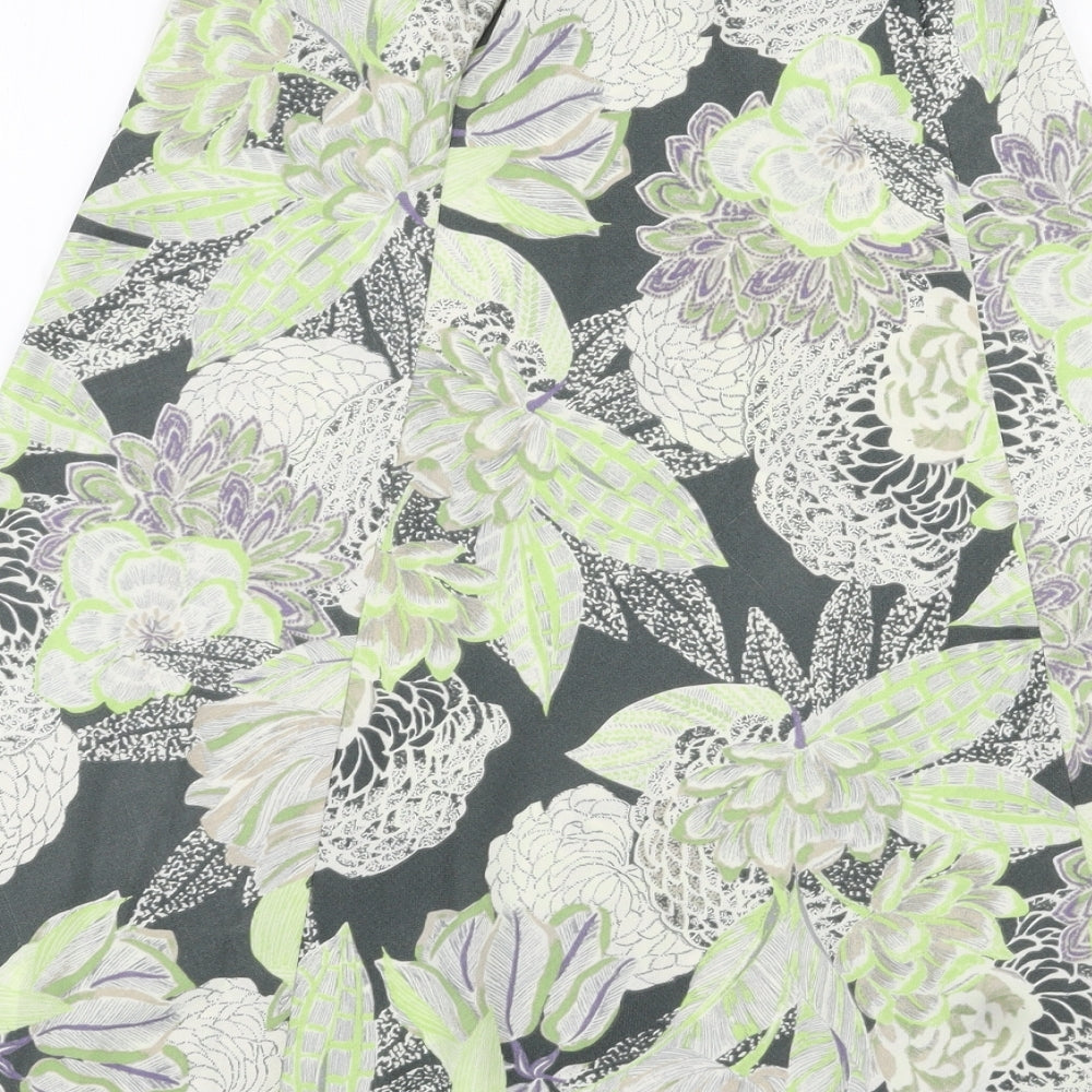 Marks and Spencer Womens Green Floral Polyester A-Line Skirt Size 8