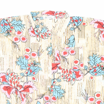 Cupshe Womens Multicoloured Geometric Polyester Basic Button-Up Size S Collared - Striped Floral