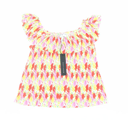Poetic Gem Womens Multicoloured Geometric Polyester Basic Blouse Size 12 Boat Neck