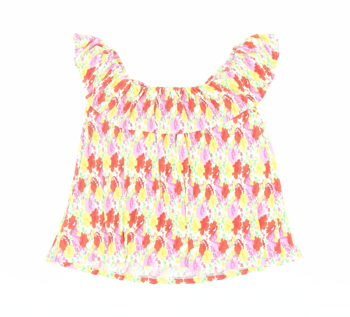 Poetic Gem Womens Multicoloured Geometric Polyester Basic Blouse Size 12 Boat Neck
