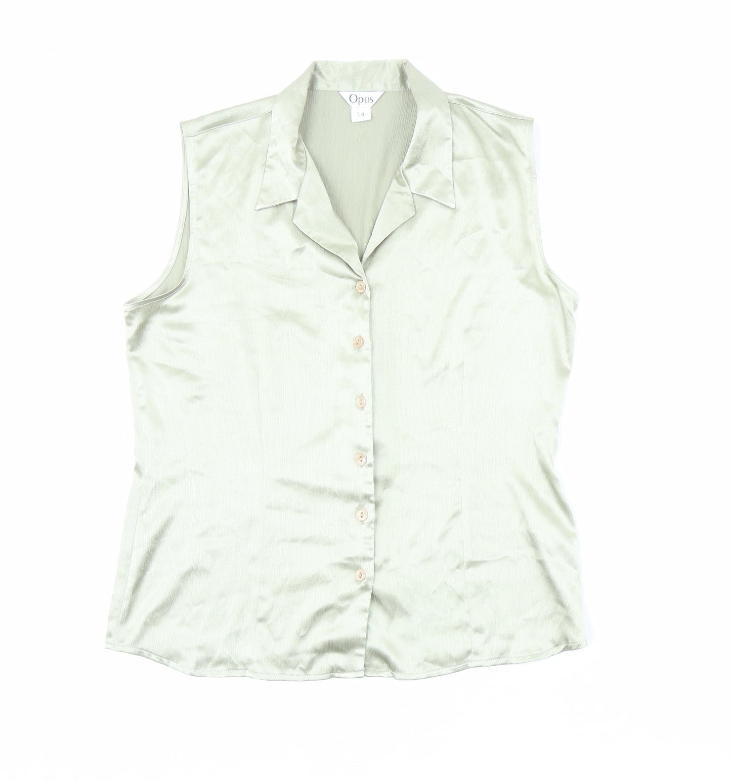 Womens UK Size 14 OPUS Green Basic Button-Up