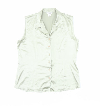 Womens UK Size 14 OPUS Green Basic Button-Up