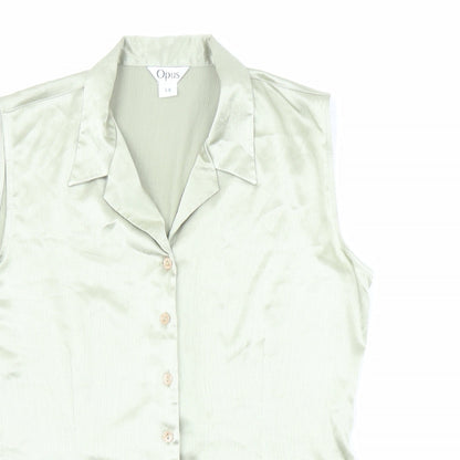 Womens UK Size 14 OPUS Green Basic Button-Up