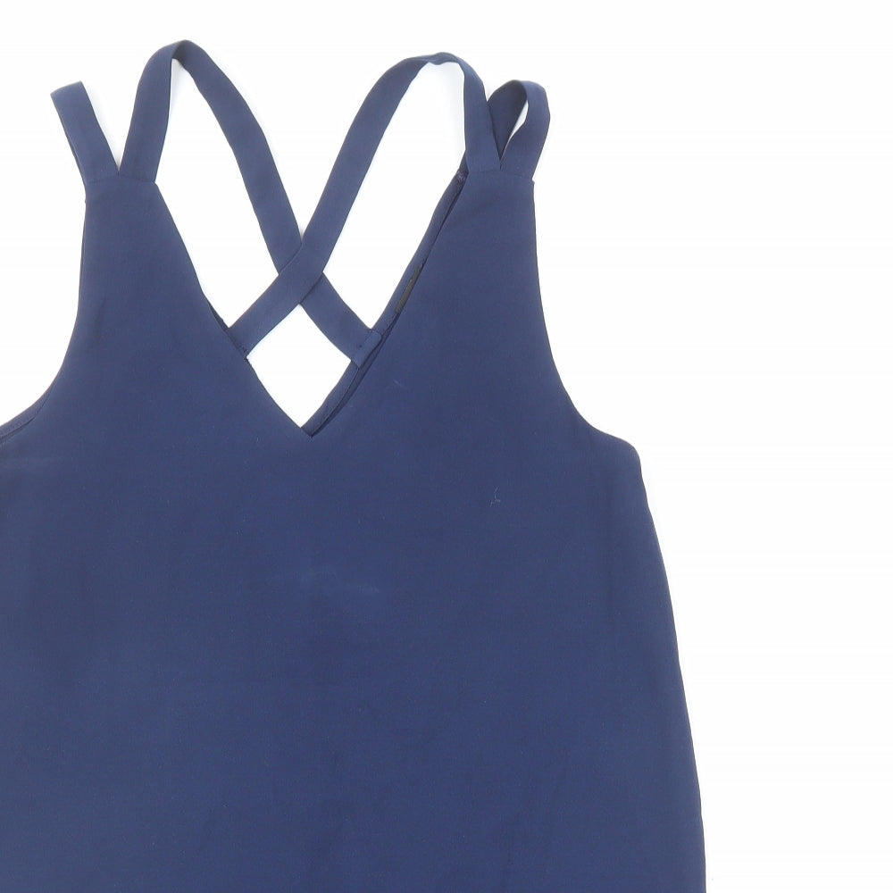 Womens UK Size 8 River Island Blue Basic Tank