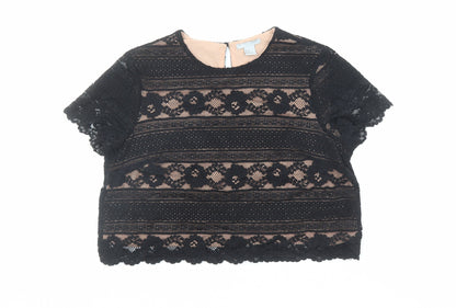 Womens UK Size M H&M Black Basic Blouse