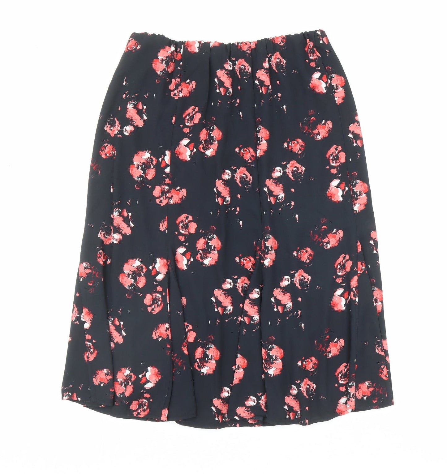 Créaline Womens Black Geometric Polyester Flare Skirt Size 14