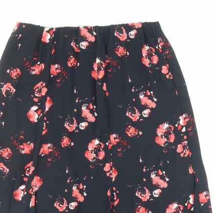 Créaline Womens Black Geometric Polyester Flare Skirt Size 14