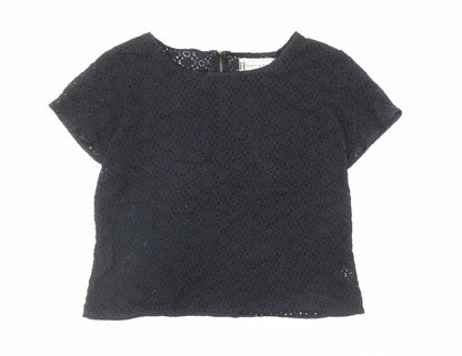 Womens UK Size M Hearts & Bows Black Basic T-Shirt