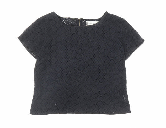 Womens UK Size M Hearts & Bows Black Basic T-Shirt