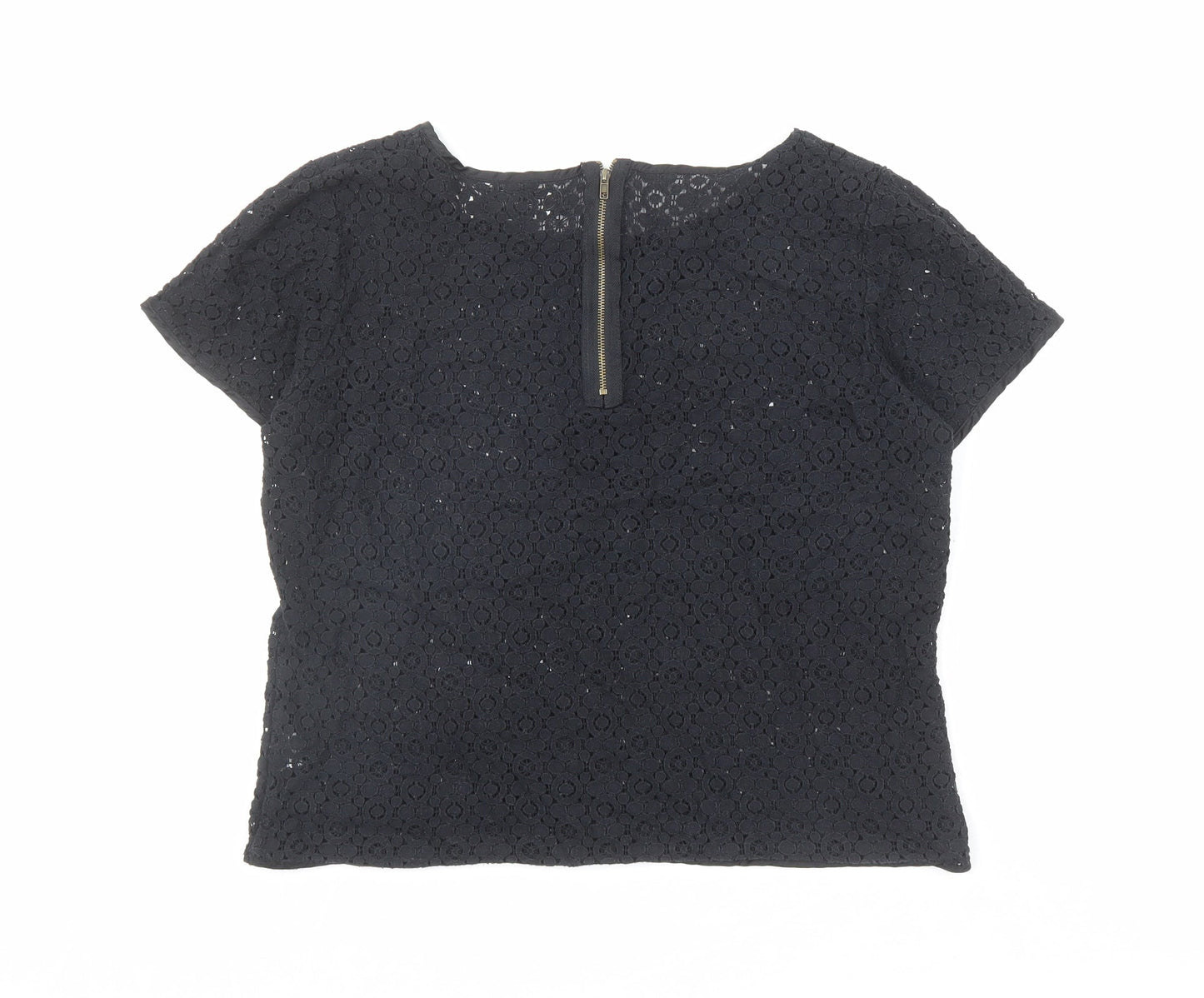 Womens UK Size M Hearts & Bows Black Basic T-Shirt