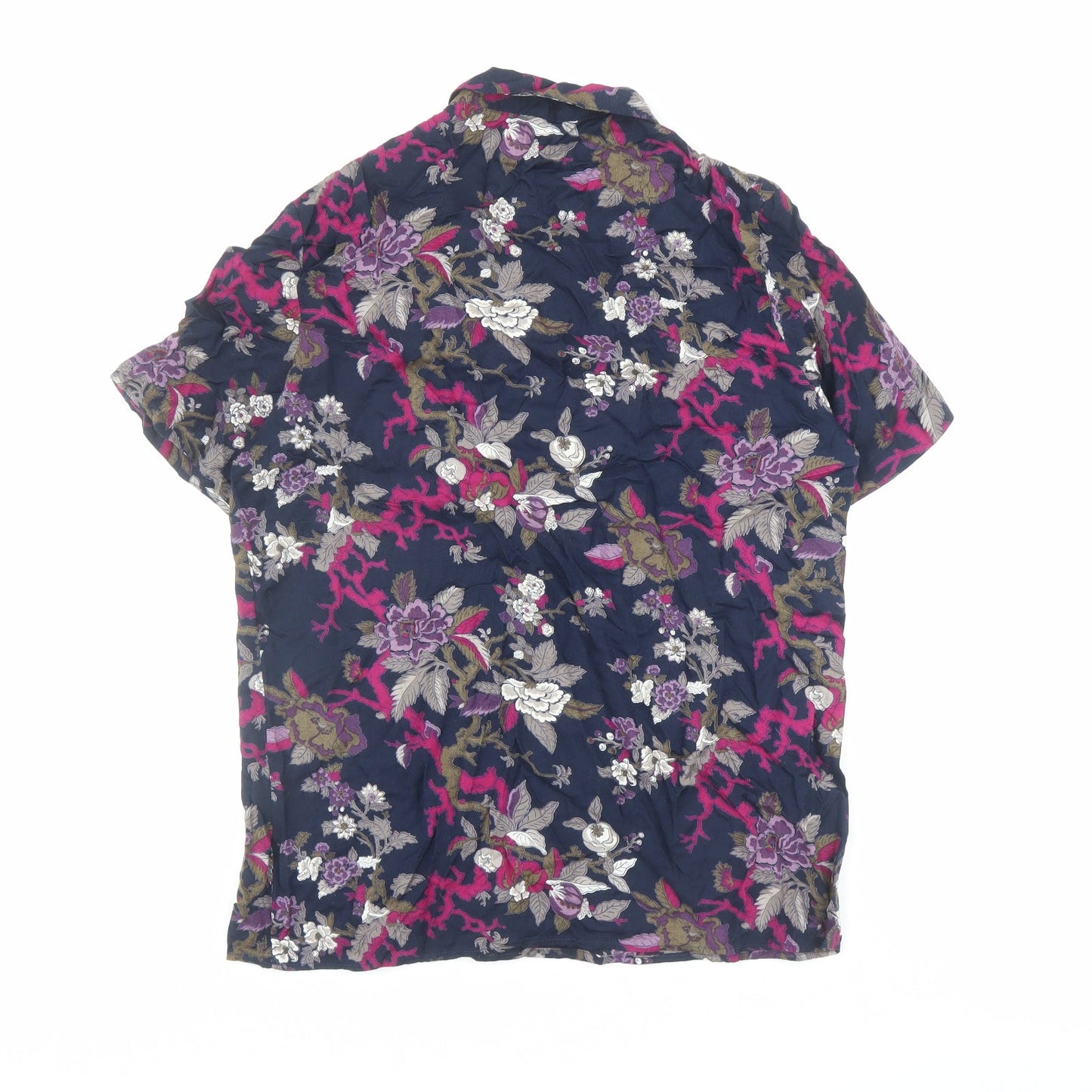 Rosanna Womens Blue Floral Viscose Basic Button-Up Size 12 Collared