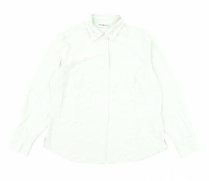 Habella Womens Green Polyester Basic Button-Up Size 12 Collared - Rhinestone Detail