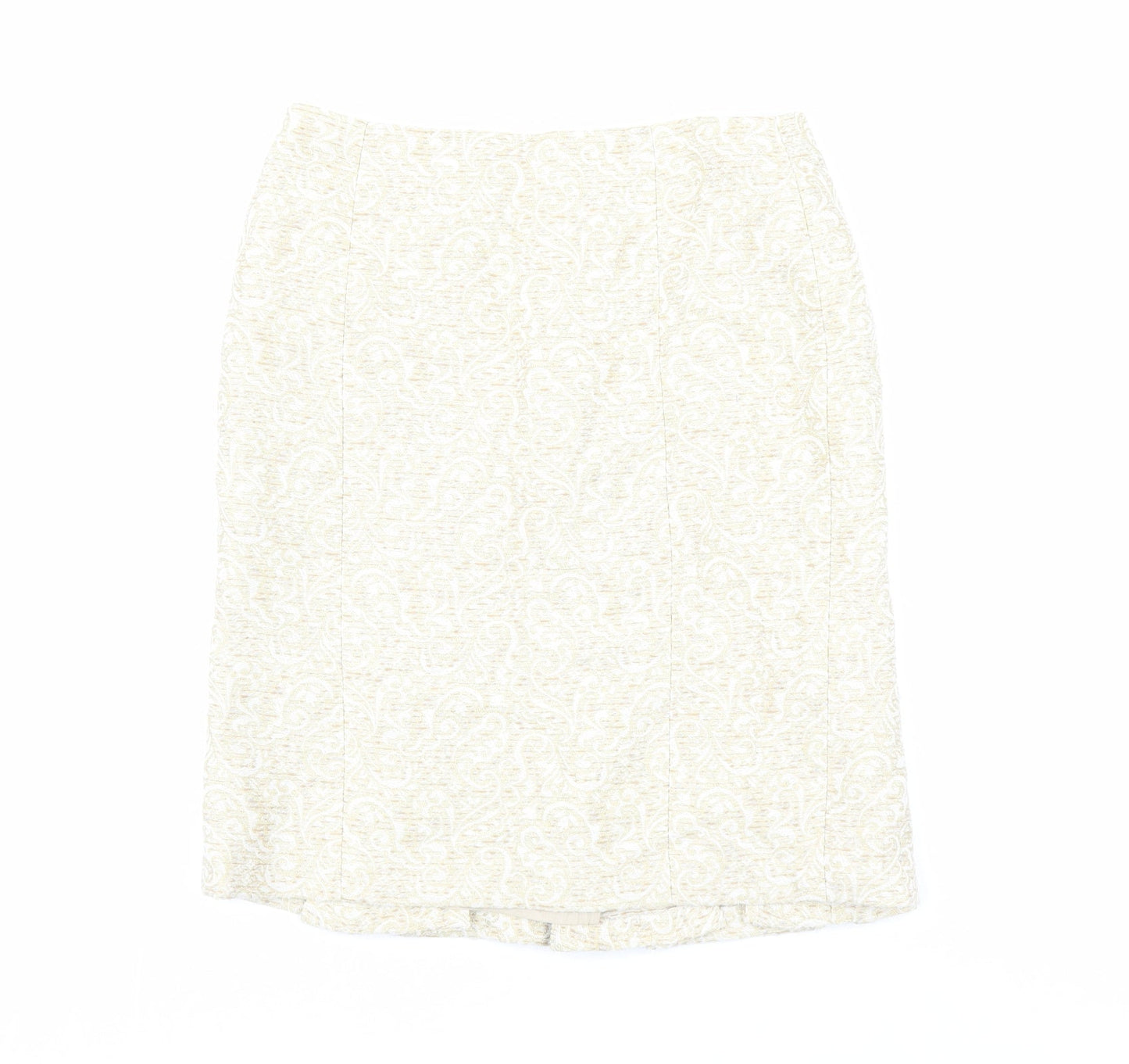 Ann Taylor Womens Beige Geometric Cotton Straight & Pencil Skirt Size 4 Zip