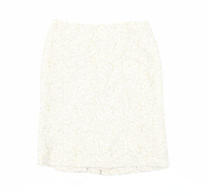 Ann Taylor Womens Beige Geometric Cotton Straight & Pencil Skirt Size 4 Zip