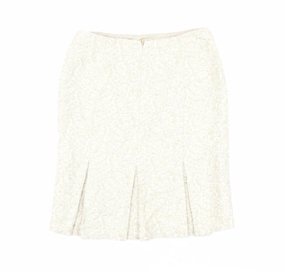 Ann Taylor Womens Beige Geometric Cotton Straight & Pencil Skirt Size 4 Zip