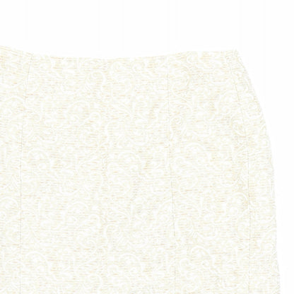 Ann Taylor Womens Beige Geometric Cotton Straight & Pencil Skirt Size 4 Zip