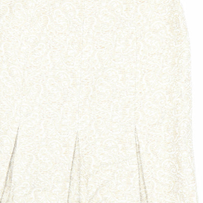 Ann Taylor Womens Beige Geometric Cotton Straight & Pencil Skirt Size 4 Zip