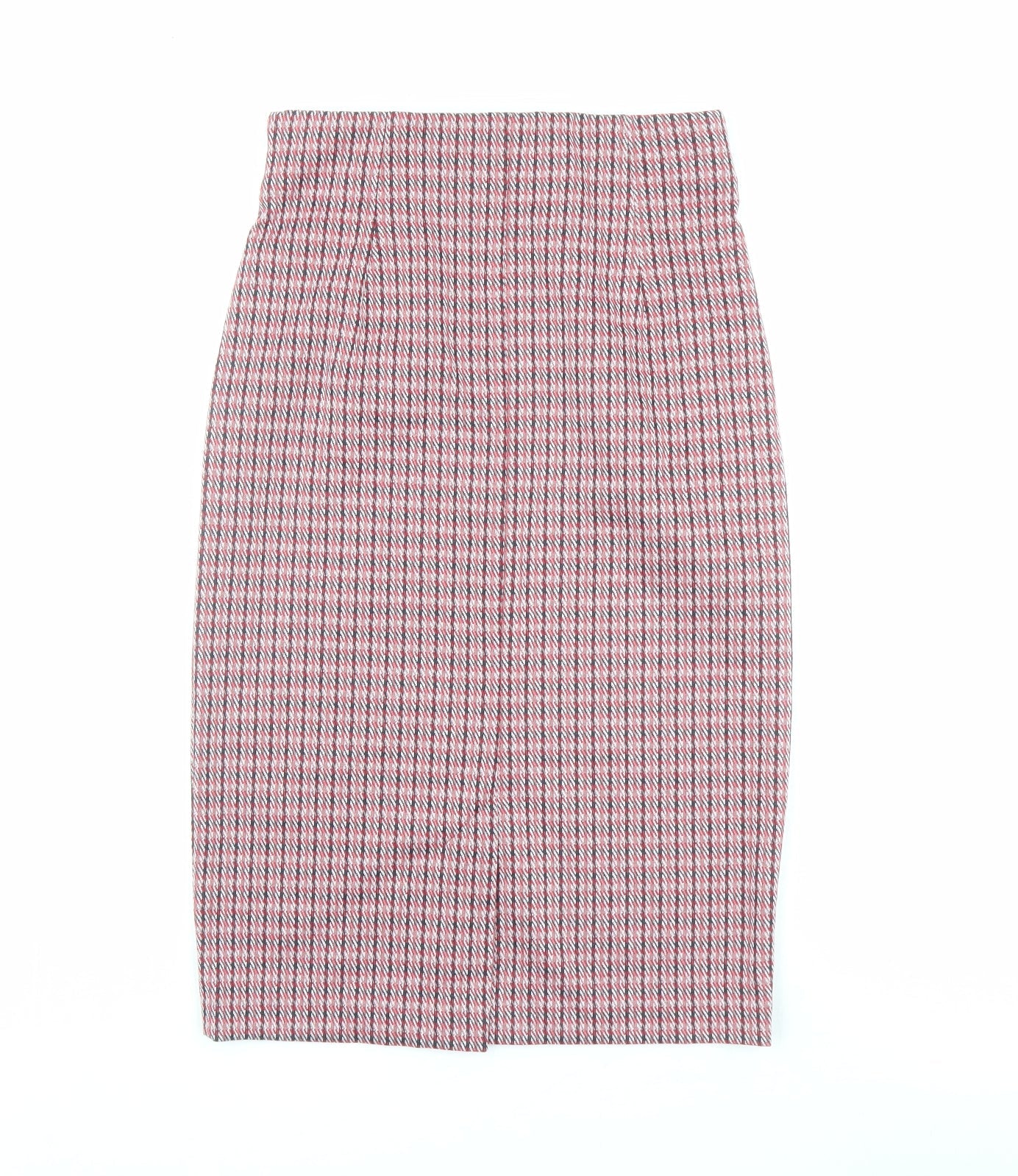 Marks and Spencer Womens Red Geometric Polyester Straight & Pencil Skirt Size 8